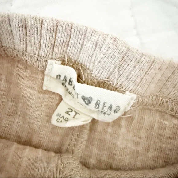 Rabbit + Bear Kids Ribbed Flare Pants Tan 2T - Picture 3 of 4